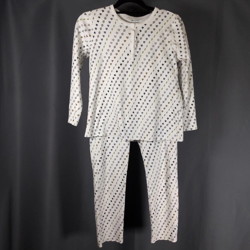 Roller Rabbit White Pajama Set with Black and Gold Diamond Print